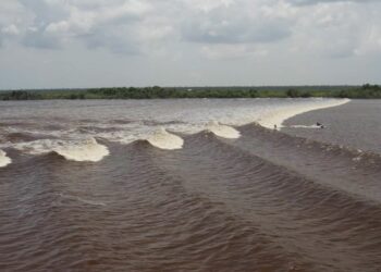 El rio Kampar, al este de la isla de Sumatra genera una ola mareal, la llamada Seven Ghost. Dylan Graves, de la serie olas raras, acudió a la cita y pudo surfearla durante más de cinco minutos.