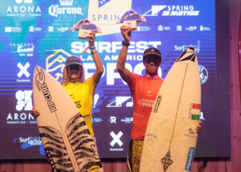 Arona corona a Carla Morera y Francisco Anglani como campeones de Europa sub14 en el Spring Surfest Las Américas Pro